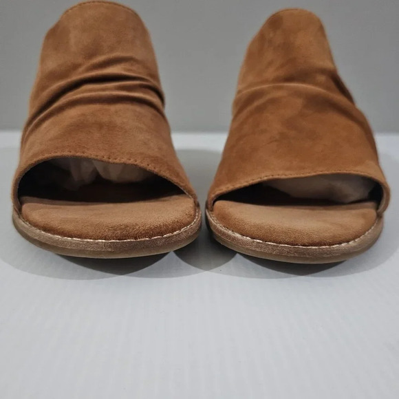 Sofft Strathmore Mule Womens 9.5 Ginger Tan Suede Peep Toe Wedge Heel - Picture 5 of 15
